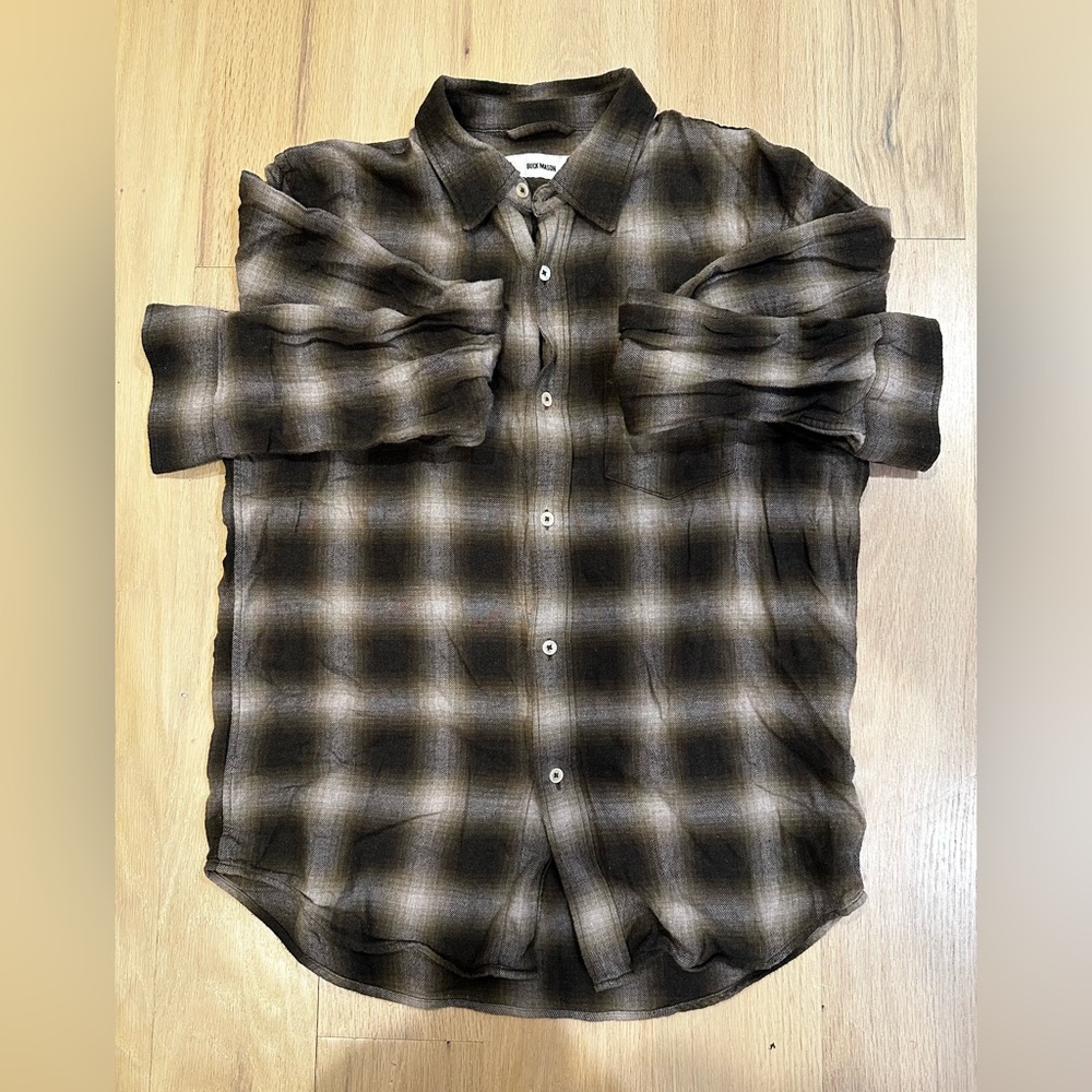 Buck Mason Brown Plaid Flannel Shirt